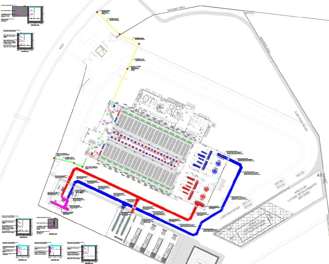 Power and OFC trench routing
